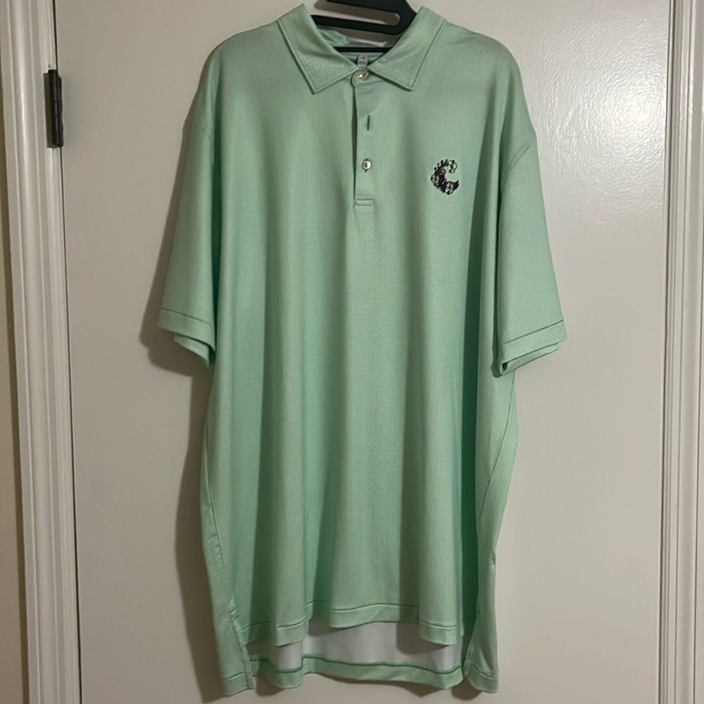 Pinehurst “The Cradle” exclusive spring logo light green patterned polo